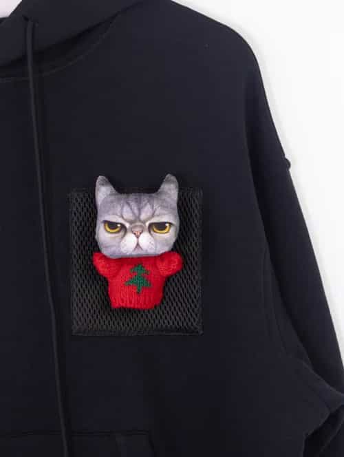 換裝燶面貓黑色連帽「痛」衛衣 thumbnail image