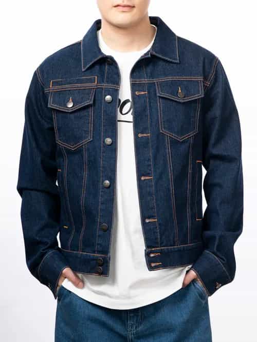 男女通用 橙色車線牛仔外套 thumbnail image